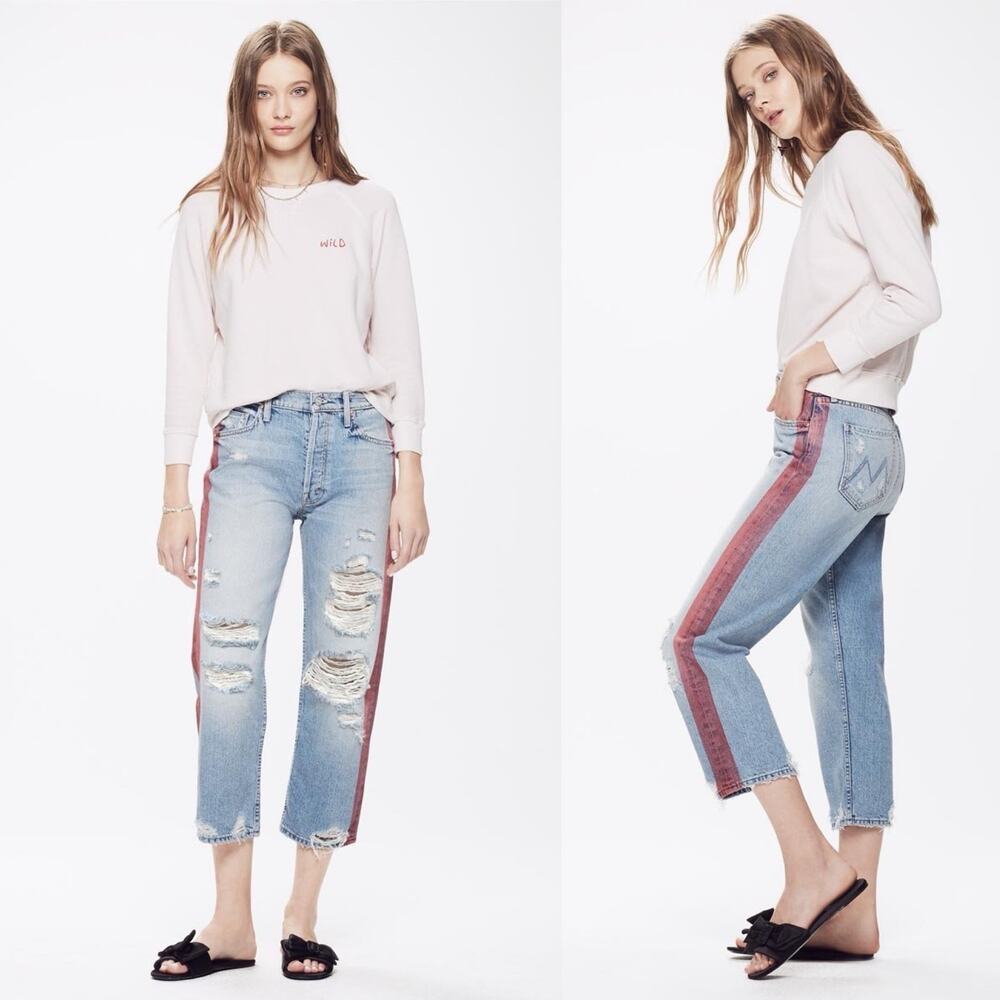 Mother denim The Trasher distressed cropped jeans size 26